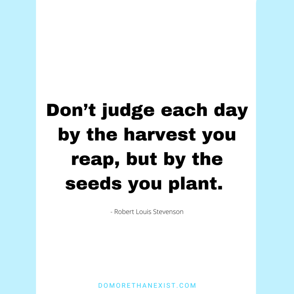 Don't judge each day by the harvest you reap, but by the seeds you plant. 