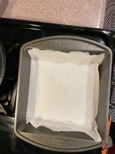 lined pan with parchment paper