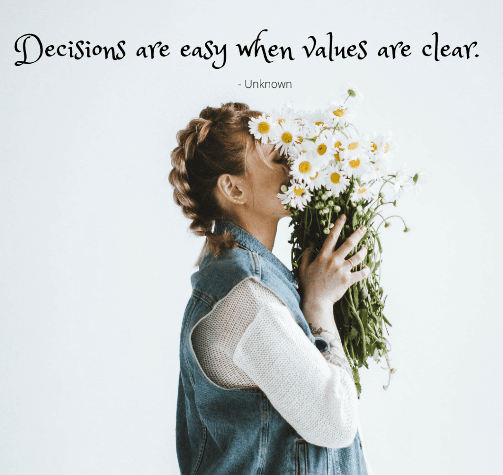 Decisions are easy when values are clear.